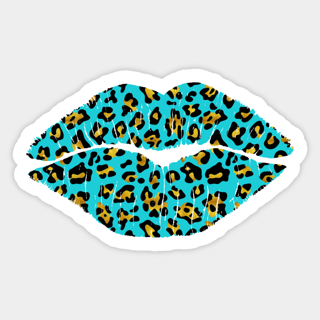 Aqua Leopard Lips Sticker by LittleBean